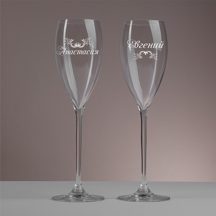Подарочный набор бокалов для шампанского "Cristal" с гравировкой