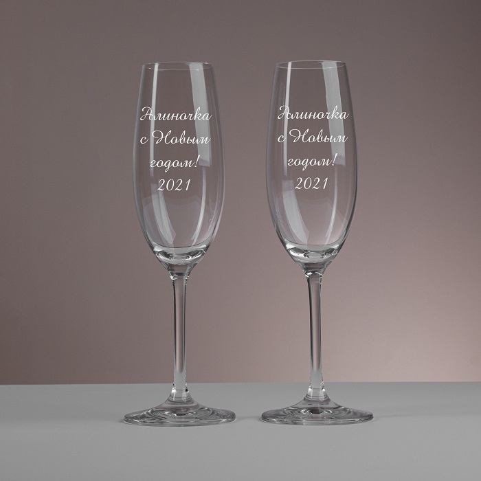Пара бокалов для шампанского "Ivory" с индивидуальной гравировкой