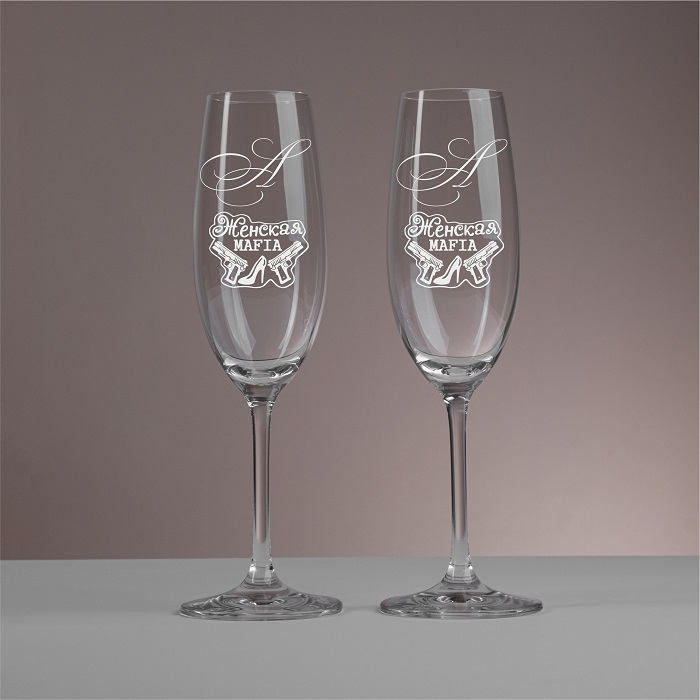 Пара бокалов для шампанского "Ivory" с индивидуальной гравировкой