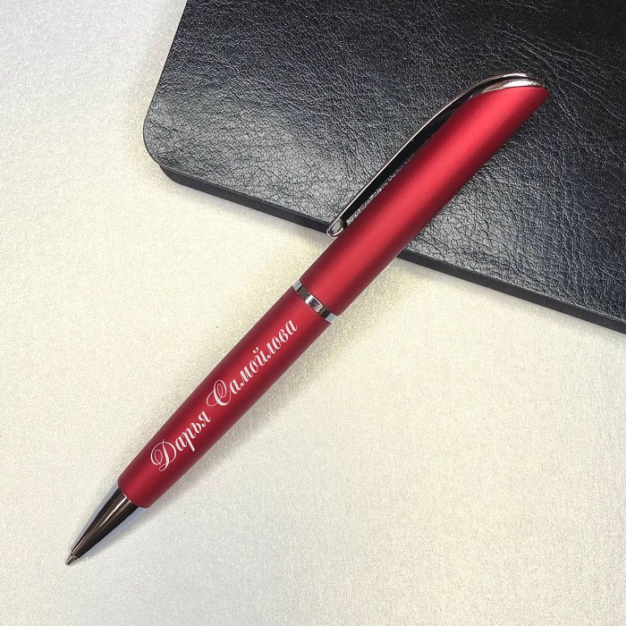 Шариковая ручка с именной гравировкой "Ferra", цвет красный