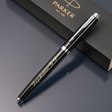 Ручка-роллер Parker IM с именной гравировкой, цвет черный/серебро