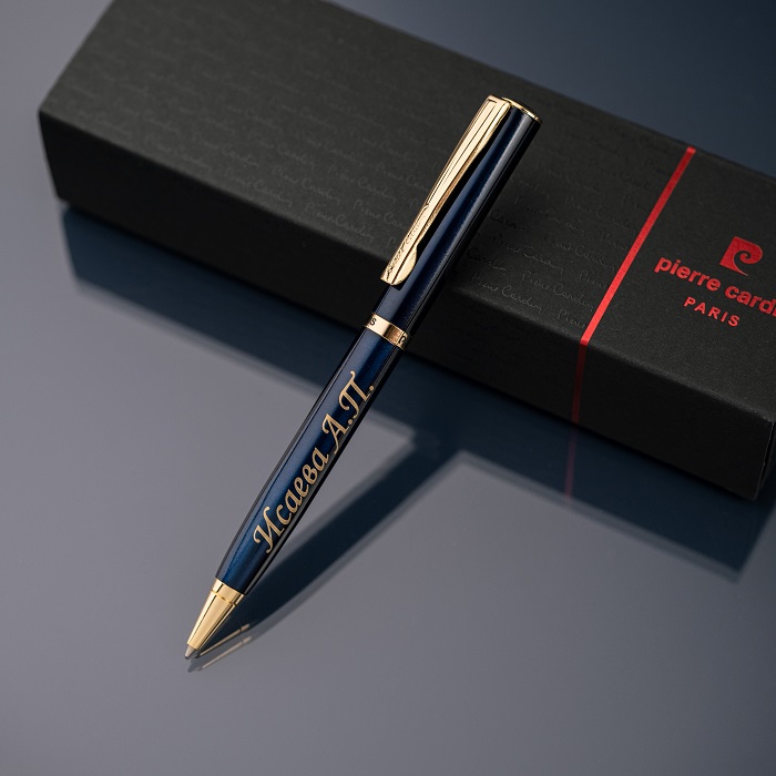 Шариковая ручка Pierre Cardin с гравировкой, цвет синий/золото