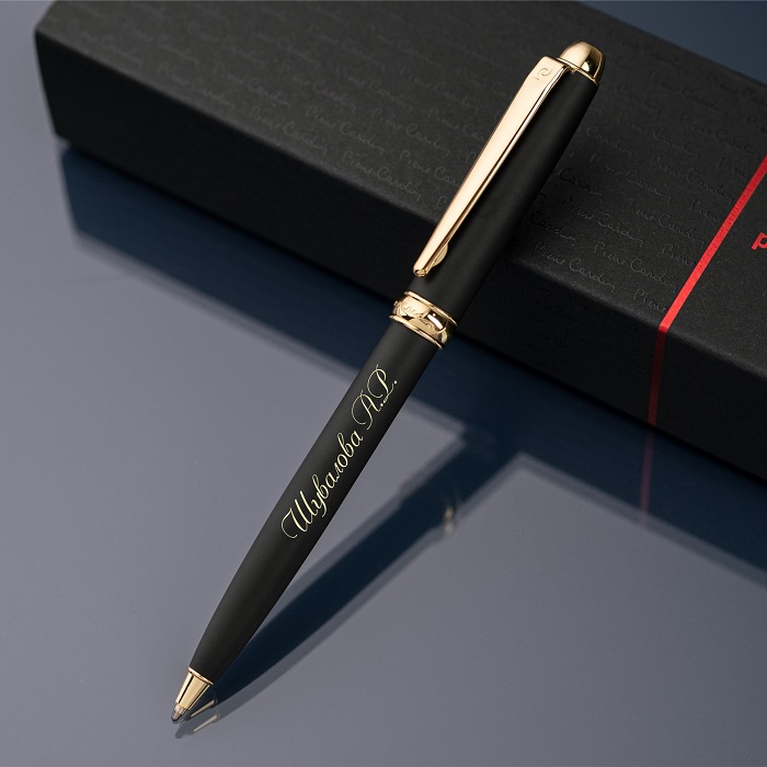 Шариковая ручка Pierre Cardin с гравировкой, цвет чёрный/золото